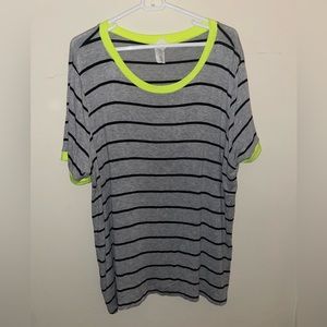 See in Love Tshirt 3X Black & Grey Stripped with Neon Collar